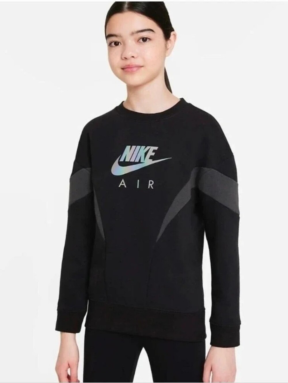 Nike Air Girls French Terry Sweatshirt Black Size Large L NWT